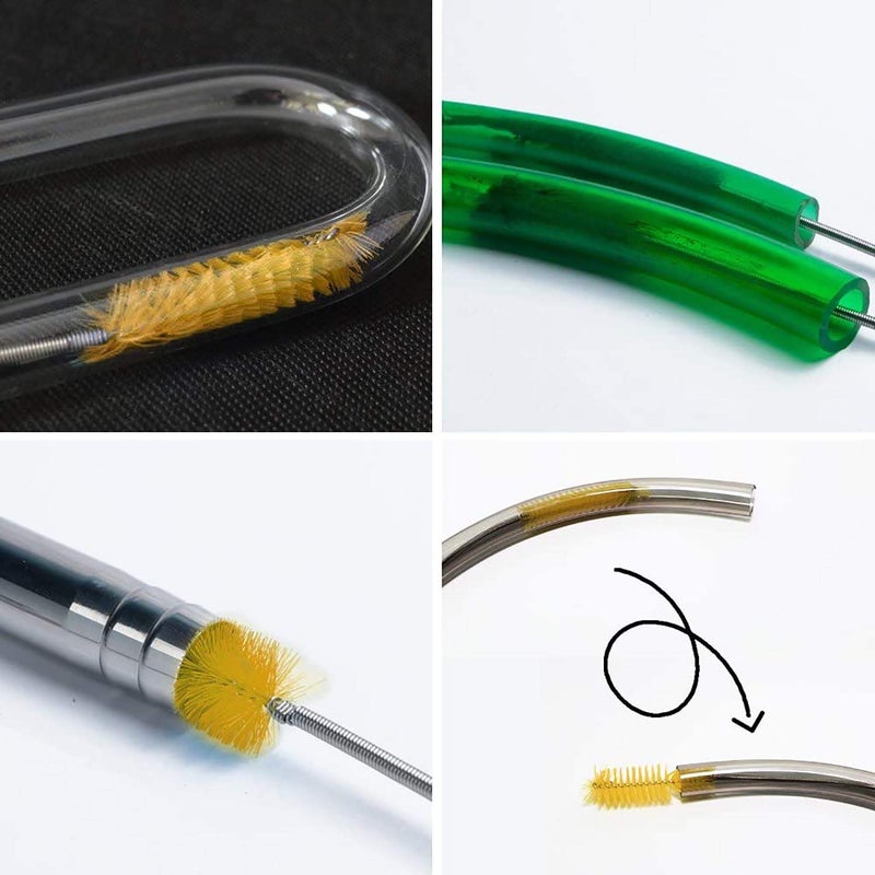 desin Flexible Drain Brush, Nylon Cleaner Double Ended Elastic Hose Pipe 67-inch and 2 PCS 8.2-inch Straw Cleaning Brush (Yellow) - Image 3